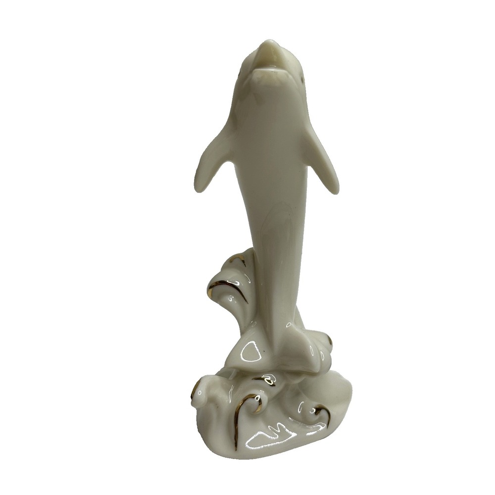 Lenox Jumping Waves Dolphin 4"  Ivory Bone China 24 K Gold Trim - Picture 2 of 6